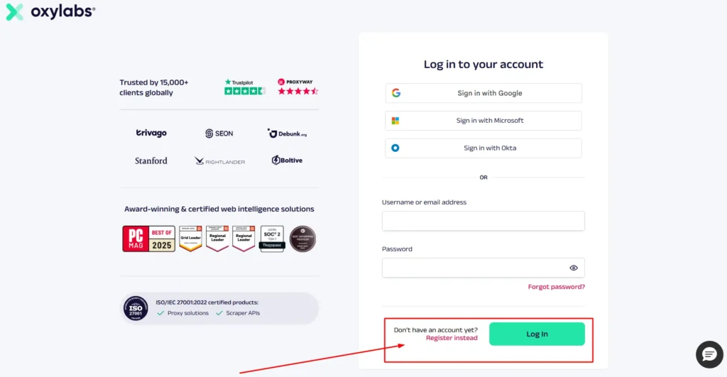 Oxylabs Signup and Dashboard Experience